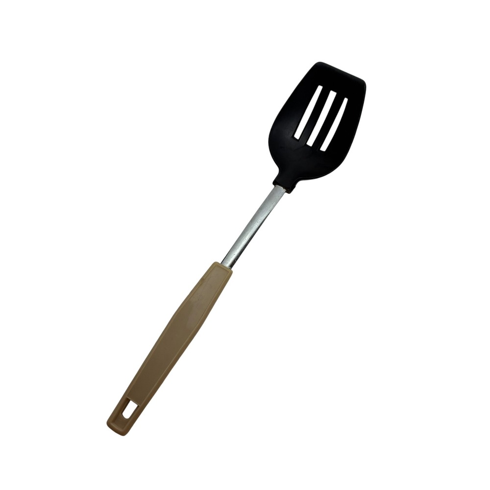 Vintage 11" Slotted Spatula Turner Black Almond Japan Stainless